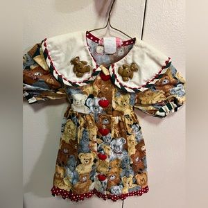 Girls. Custom Hand Made Vintage Teddy Bear Dress